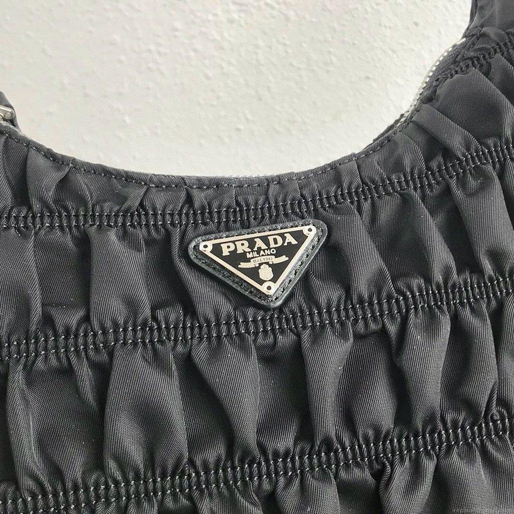 Prada 1NE204 Prada Nylon and Saffiano Leather Mini Bag in Black