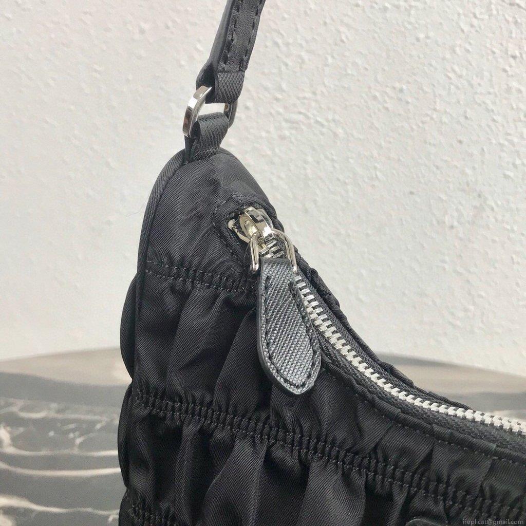 Prada 1NE204 Prada Nylon and Saffiano Leather Mini Bag in Black