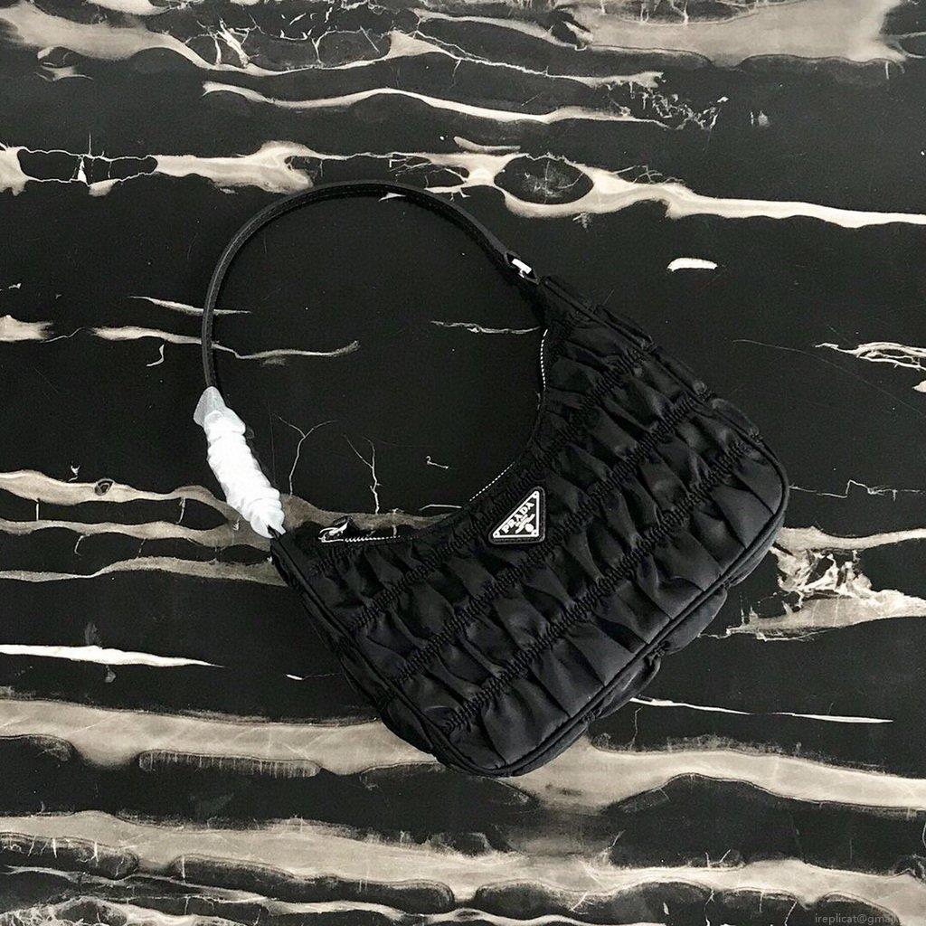 Prada 1NE204 Prada Nylon and Saffiano Leather Mini Bag in Black