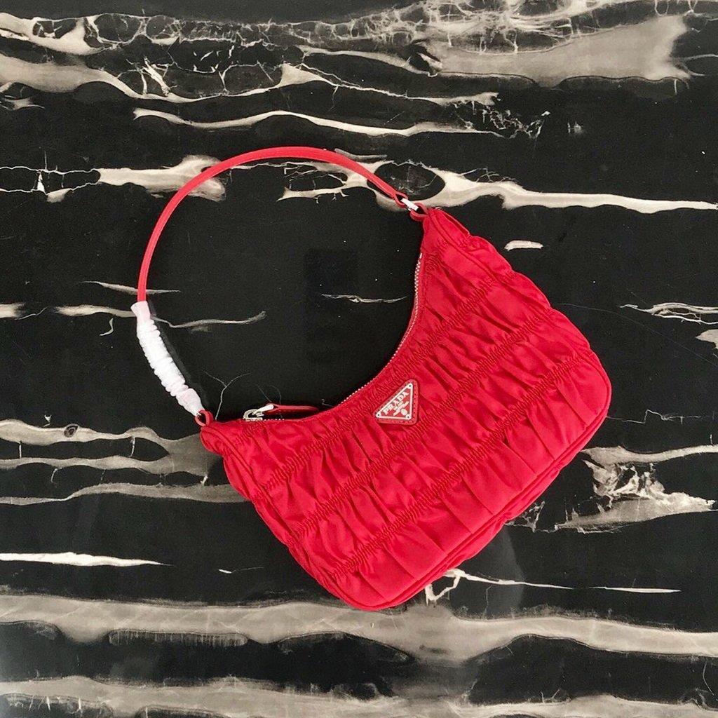 Prada 1NE204 Prada Nylon and Saffiano Leather Mini Bag in Red