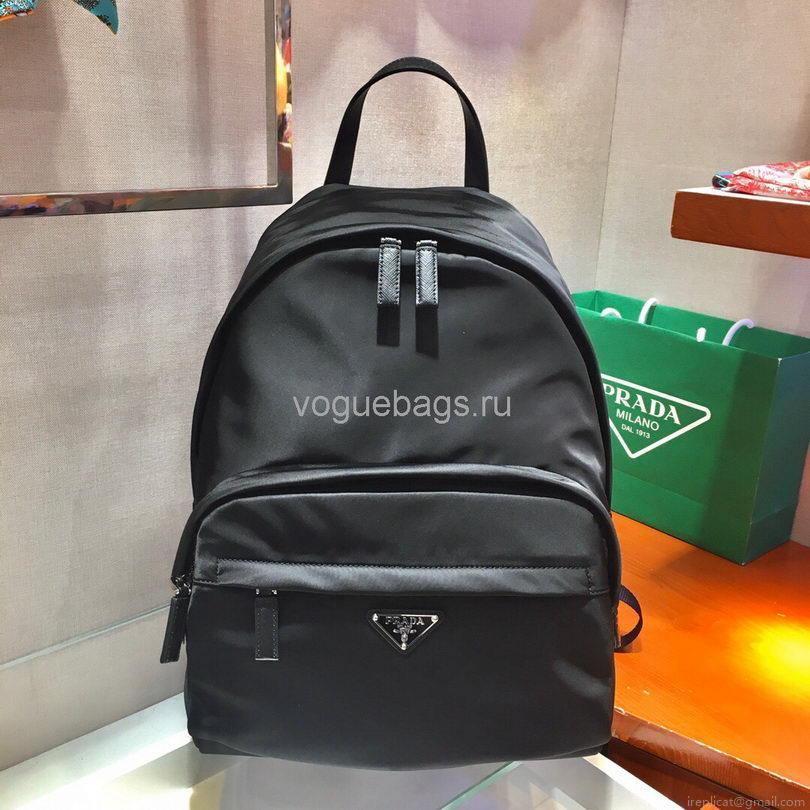 Prada 2V066 Tessuto Zainetto Nylon And Leather Backpack in Black
