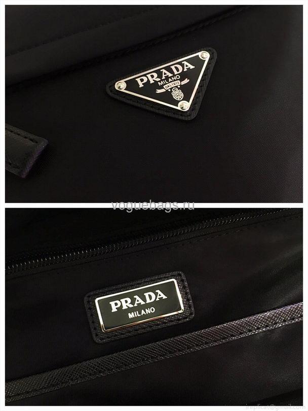 Prada 2V066 Tessuto Zainetto Nylon And Leather Backpack in Black