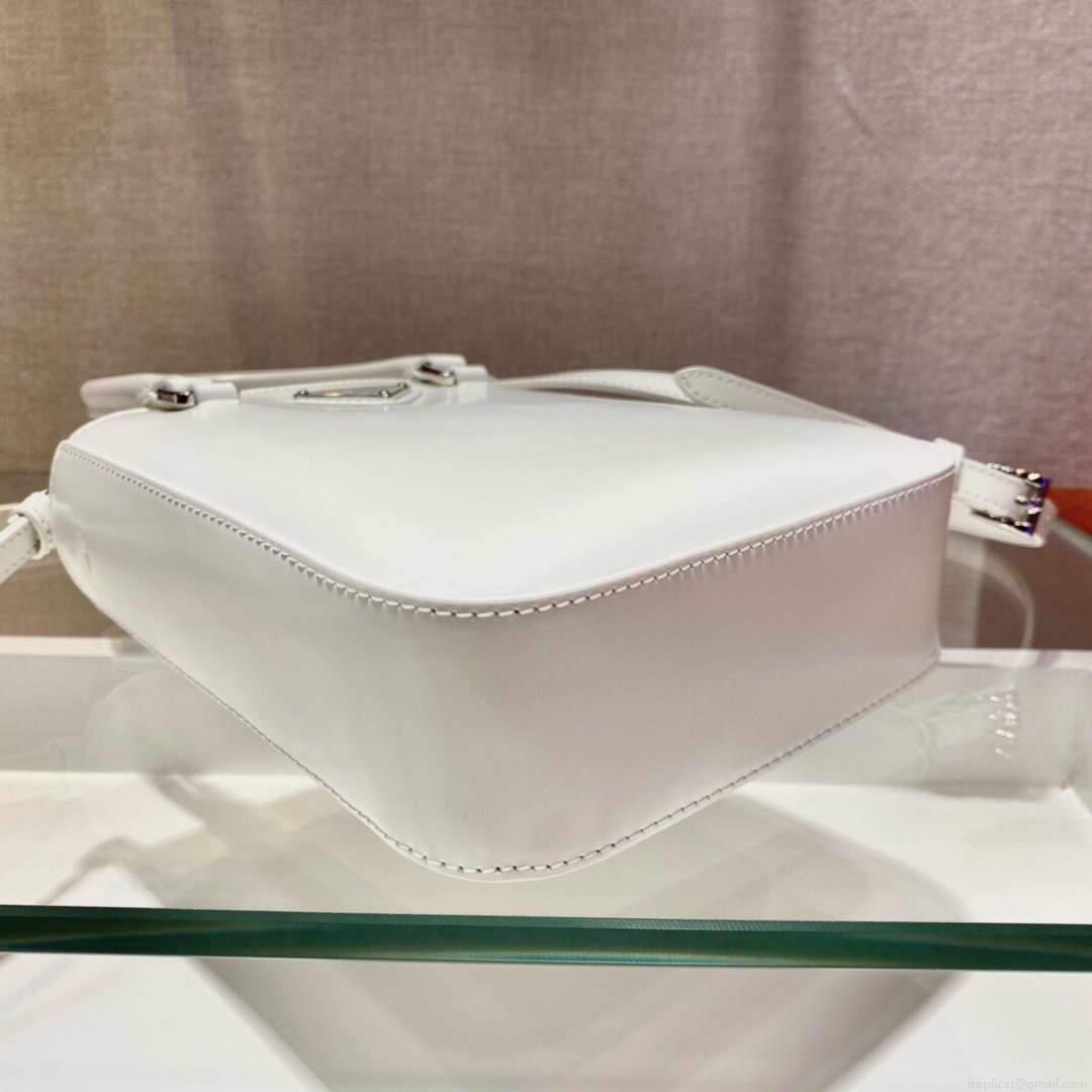Prada 1BA331 Small Brushed Leather Tote White