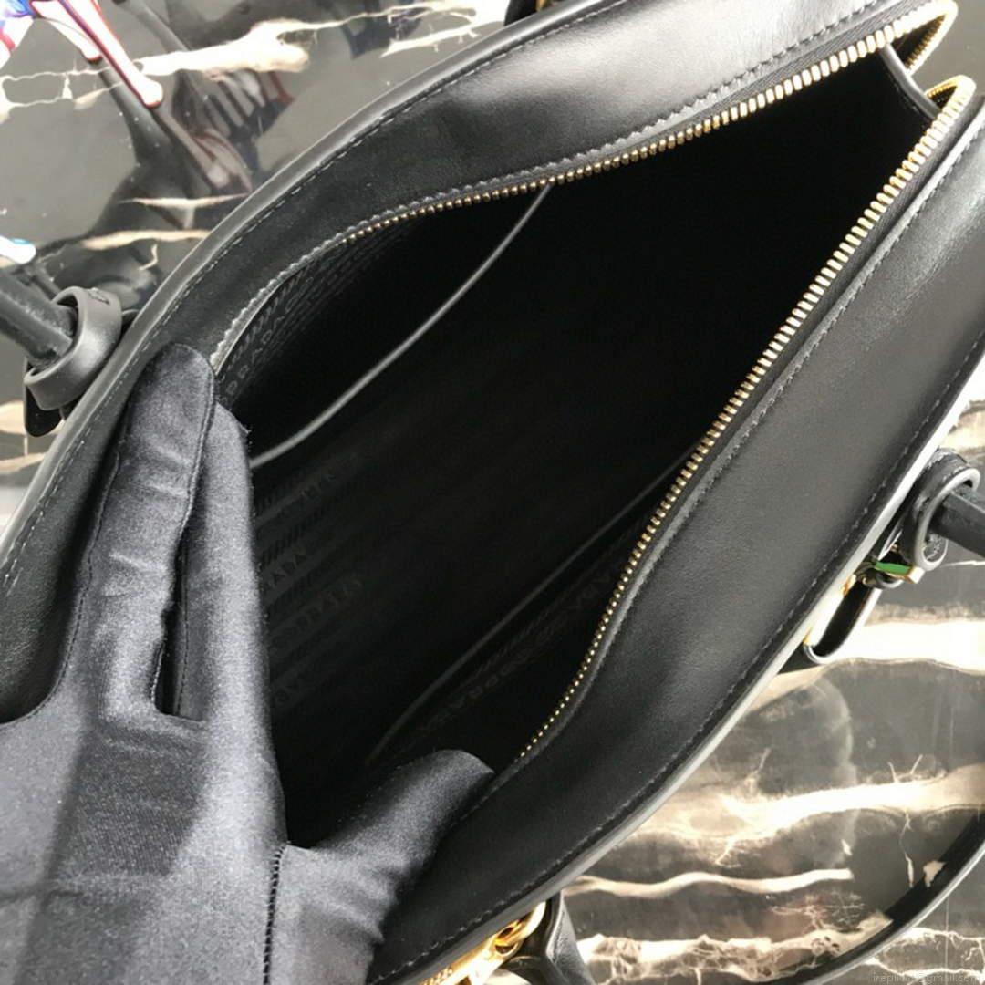 Prada 1BA046 Medium Esplanade Leather Tote Bag Green and Black