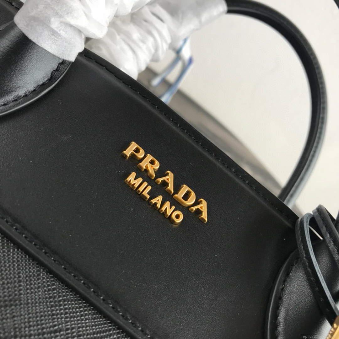 Prada 1BA046 Medium Esplanade Leather Tote Bag Black