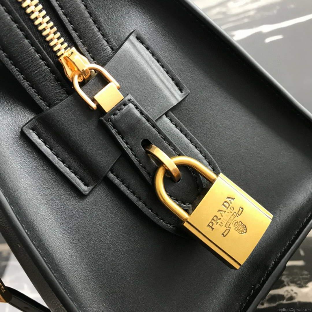 Prada 1BA046 Medium Esplanade Leather Tote Bag Black