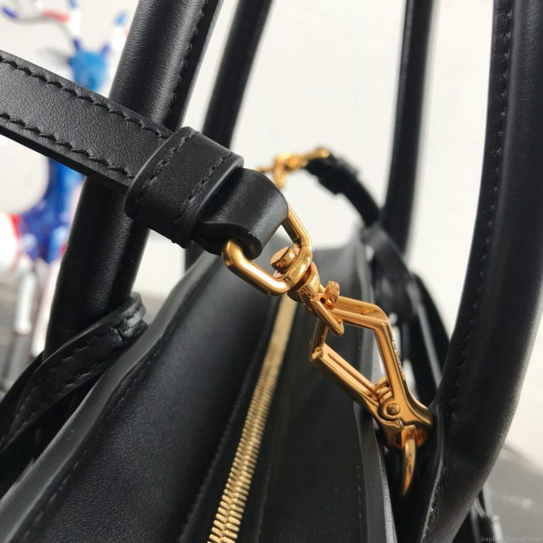Prada 1BA046 Medium Esplanade Leather Tote Bag Black
