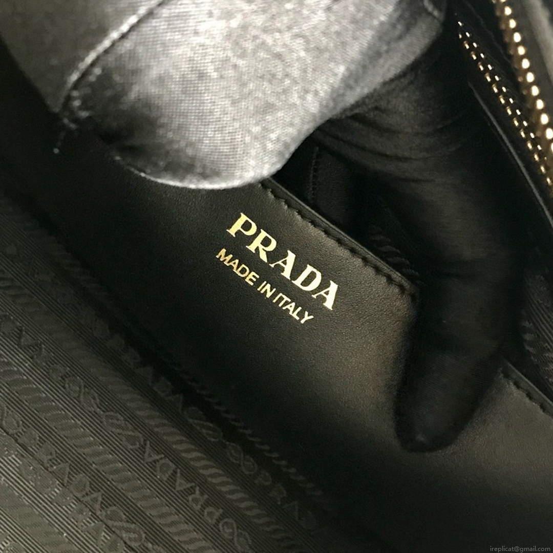 Prada 1BA046 Medium Esplanade Leather Tote Bag Black