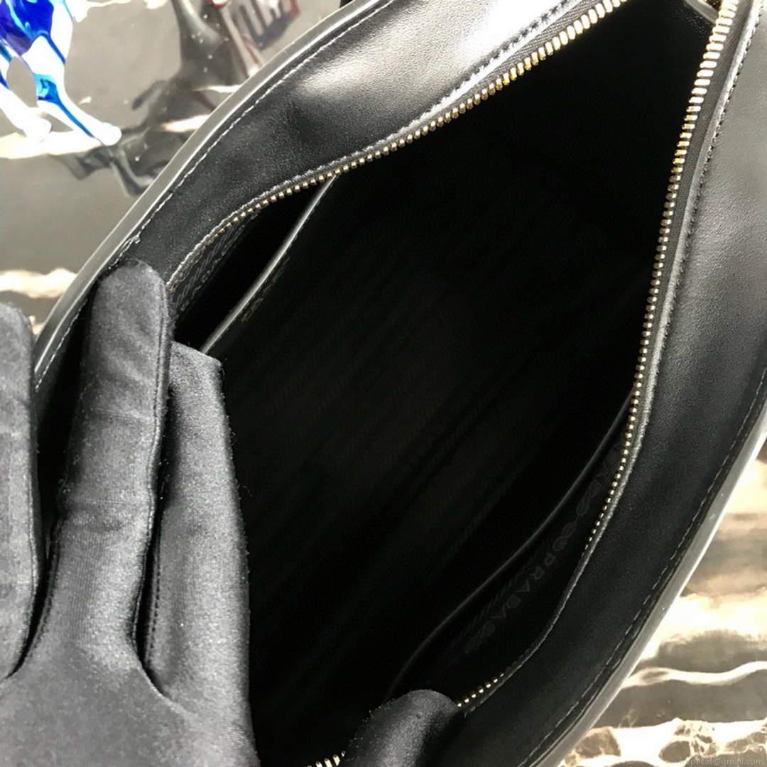 Prada 1BA046 Medium Esplanade Leather Tote Bag Black