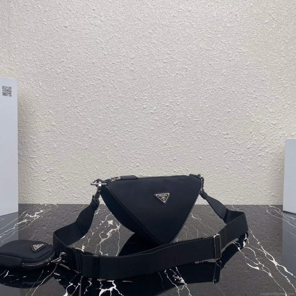 Prada Nylon Prada Triangle shoulder bag 1BH190 Black