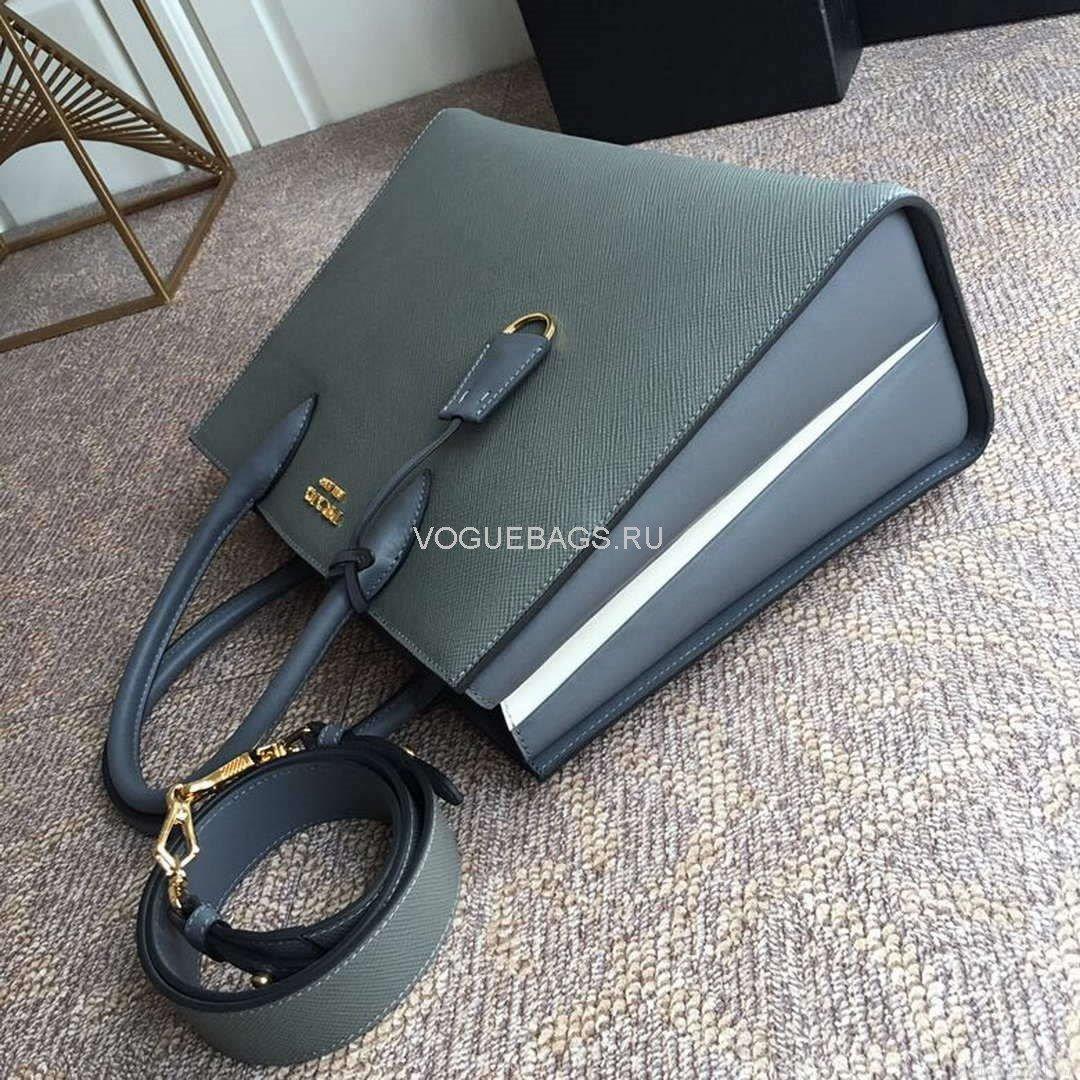 Prada 1BA153 Large Saffiano Leather Handbag in Gray