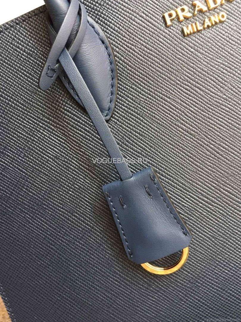 Prada 1BA153 Large Saffiano Leather Handbag In Navy Blue