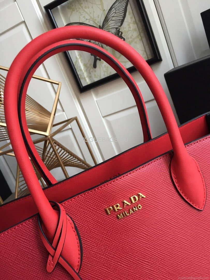 Prada 1BA153 Large Saffiano Leather Handbag in Red