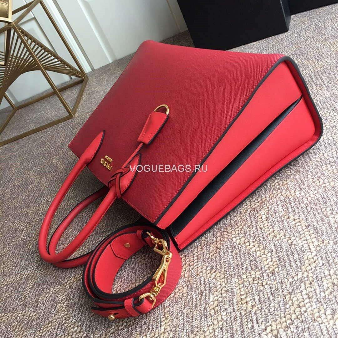 Prada 1BA153 Large Saffiano Leather Handbag in Red