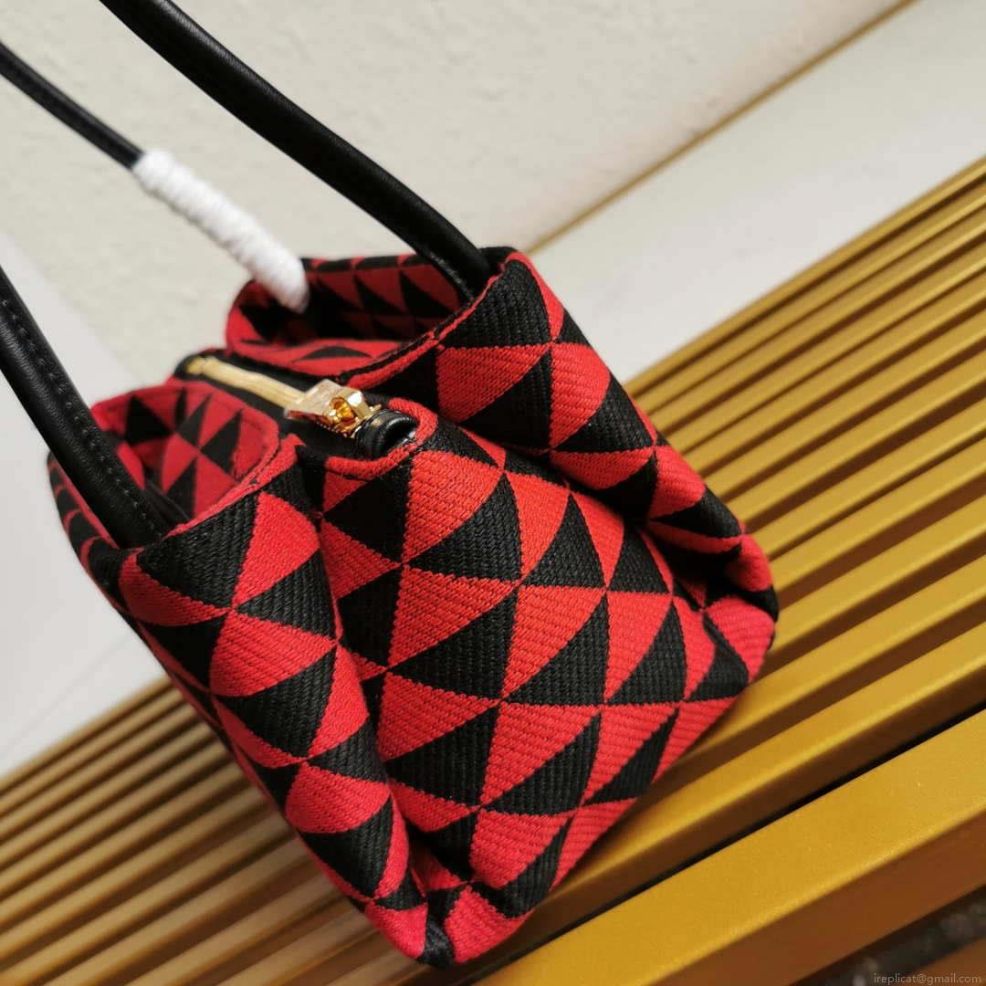 Prada 1BA368 From The Runway Small embroidered fabric Prada Symbole bag Red