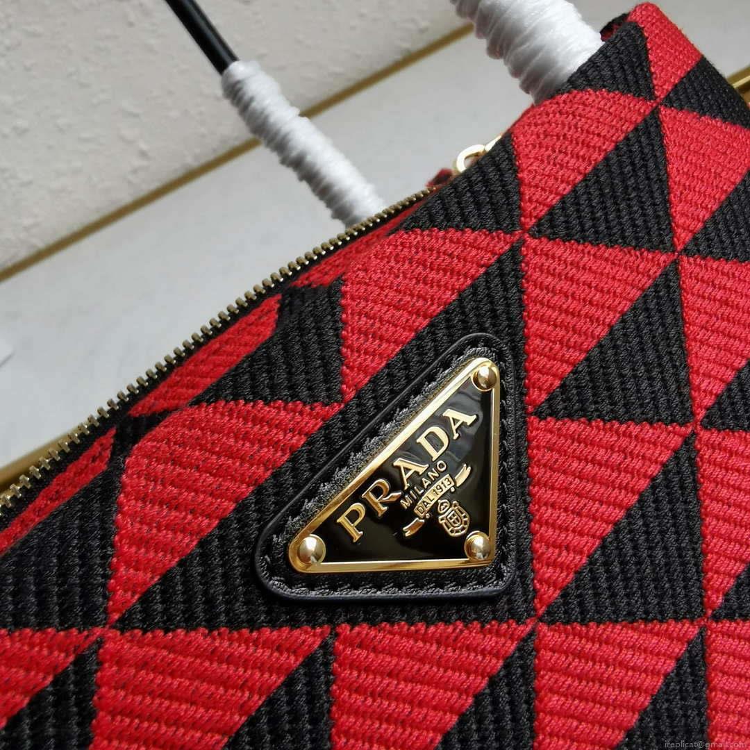 Prada 1BA368 From The Runway Small embroidered fabric Prada Symbole bag Red