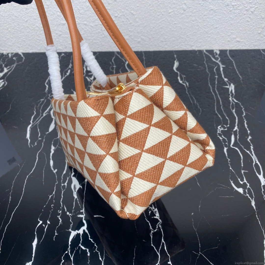 Prada 1BA368 From The Runway Small embroidered fabric Prada Symbole bag Beige and Orange