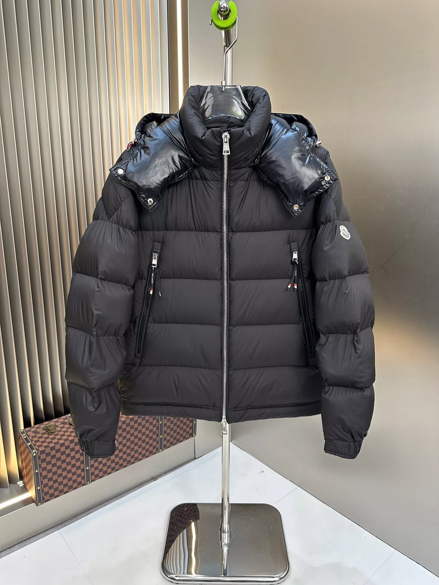 Black Moncler Man Down Feather Coat Long Sleeved 5359610