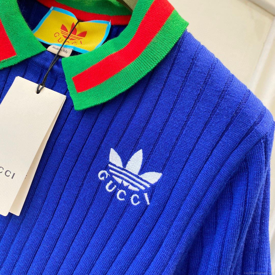 Gucci 693639 adidas x Gucci cropped T-shirt for women Blue