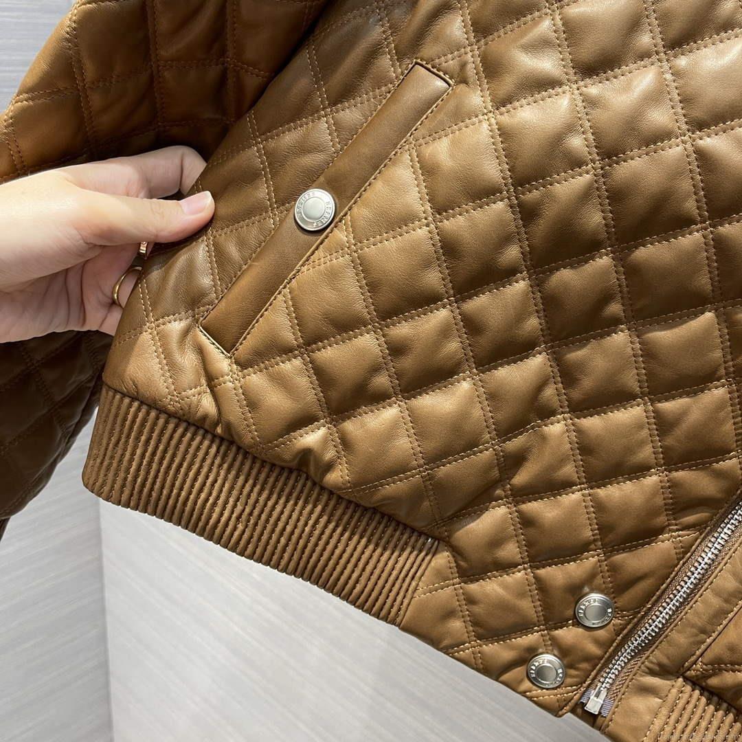 Hermes Women’s Fashion Clothing Embossed Leather Jacket H33260