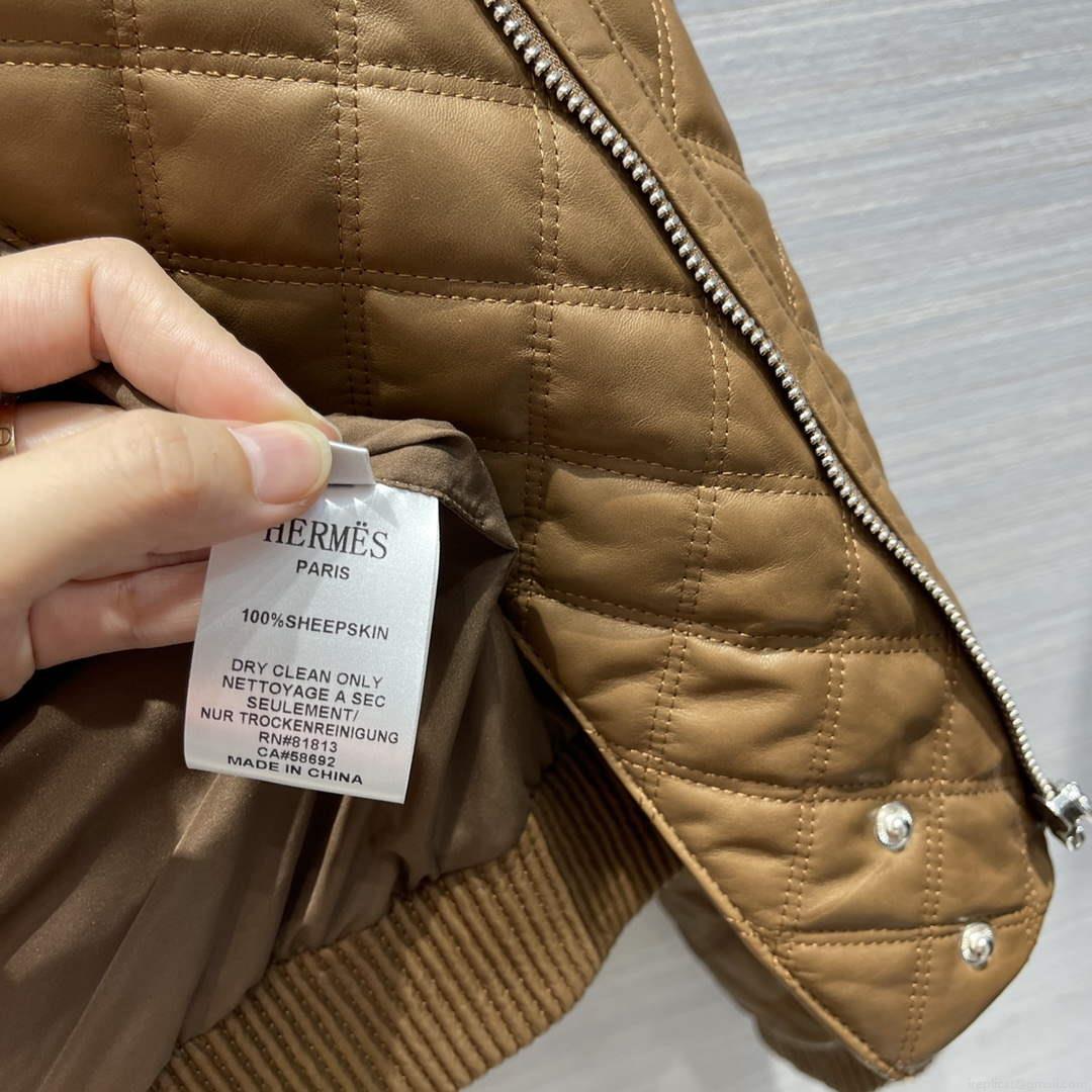 Hermes Women’s Fashion Clothing Embossed Leather Jacket H33260