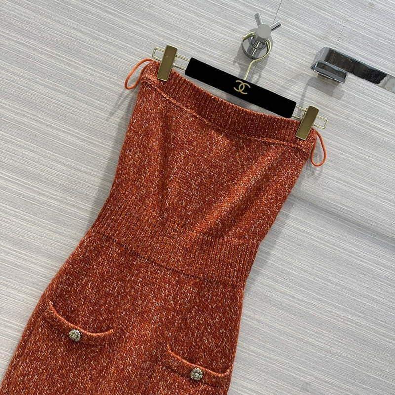 Chanel P73610 Women’s Fashion Clothing Strapless Dress C58708