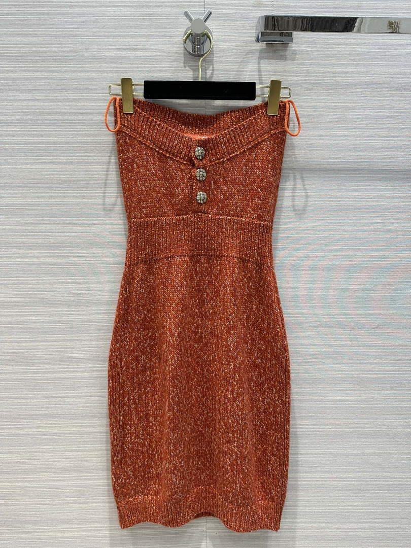 Chanel P73610 Women’s Fashion Clothing Strapless Dress C58708