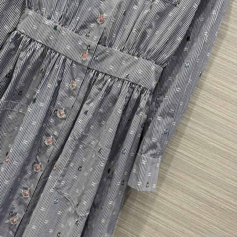 Chanel P73610 Women’s Fashion Clothing Striped Dress C58709