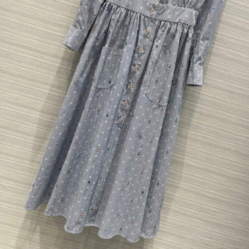 Chanel P73610 Women’s Fashion Clothing Striped Dress C58709