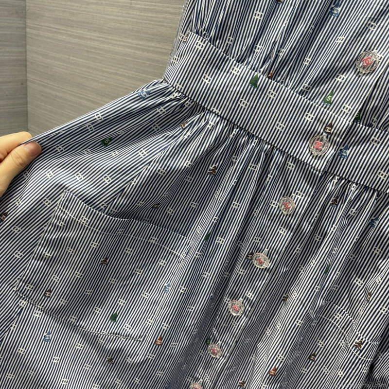 Chanel P73610 Women’s Fashion Clothing Striped Dress C58709