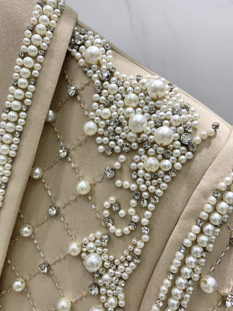 Balmain YH0UB071WB54 Women’s Fashion Clothing Pearl Blazer B73541