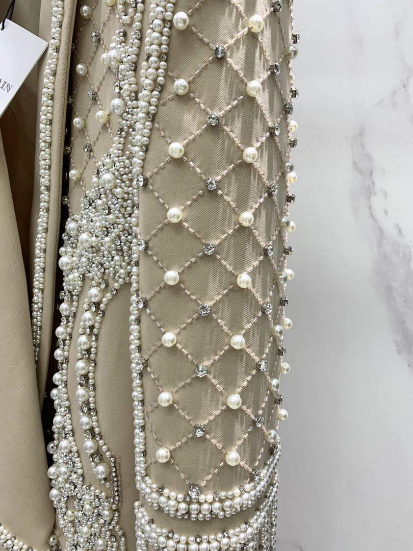 Balmain YH0UB071WB54 Women’s Fashion Clothing Pearl Blazer B73541