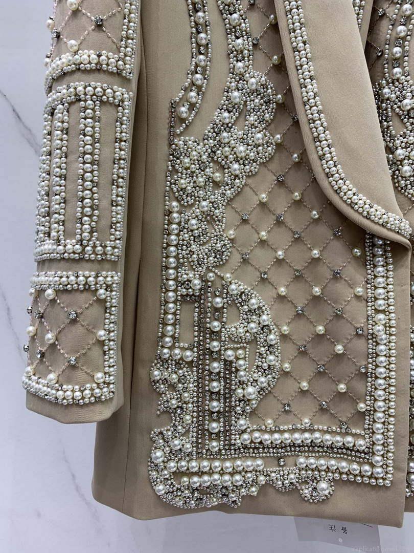 Balmain YH0UB071WB54 Women’s Fashion Clothing Pearl Blazer B73541