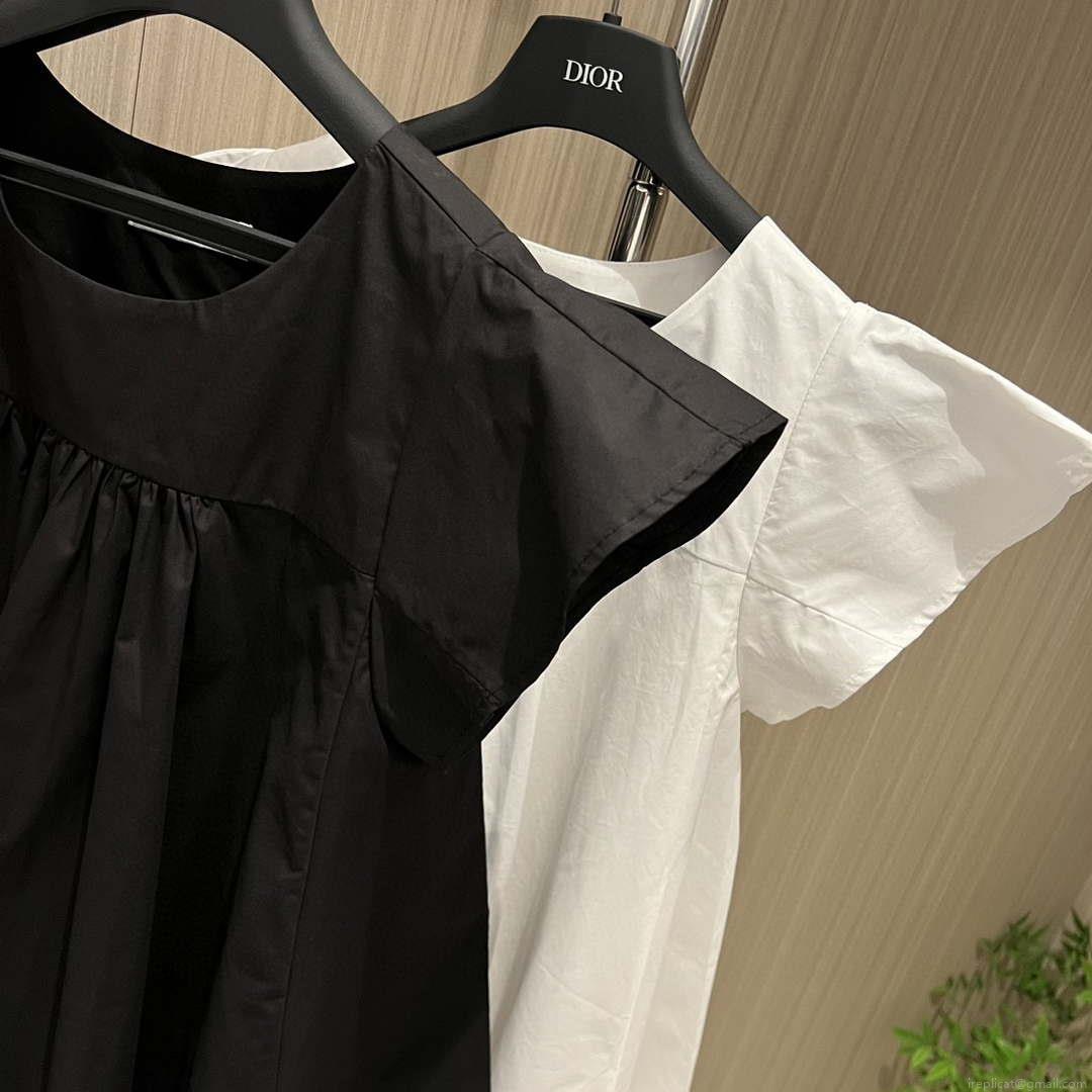 Dior Women’s Ruffled flying sleeve A-line doll-fit shirt top D60021