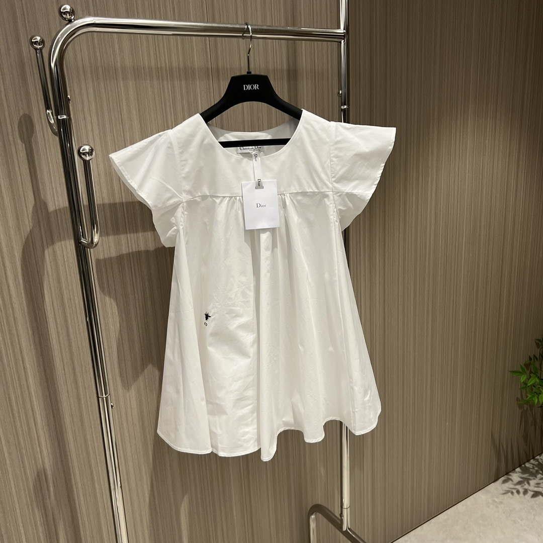 Dior Women’s Ruffled flying sleeve A-line doll-fit shirt top D60021