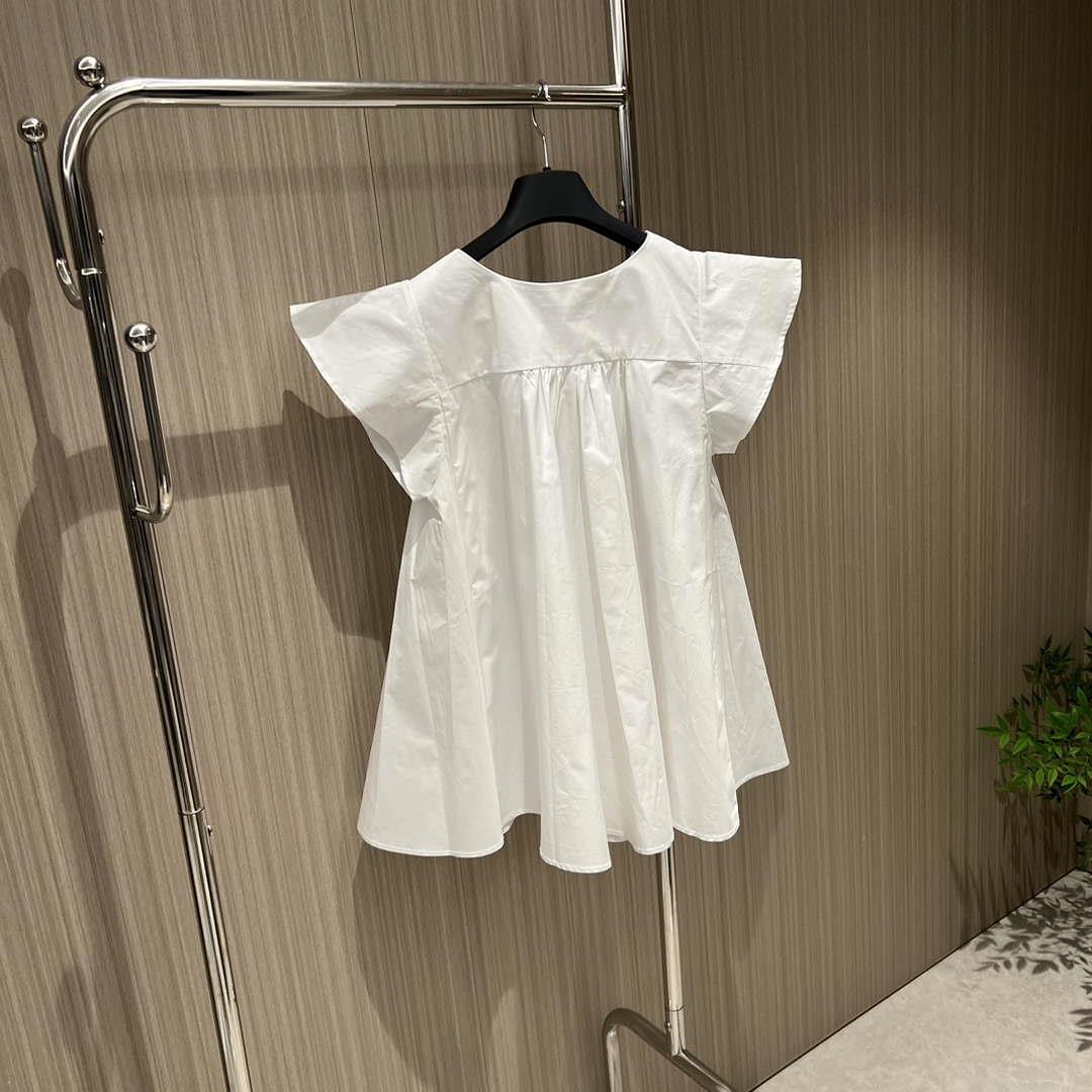 Dior Women’s Ruffled flying sleeve A-line doll-fit shirt top D60021