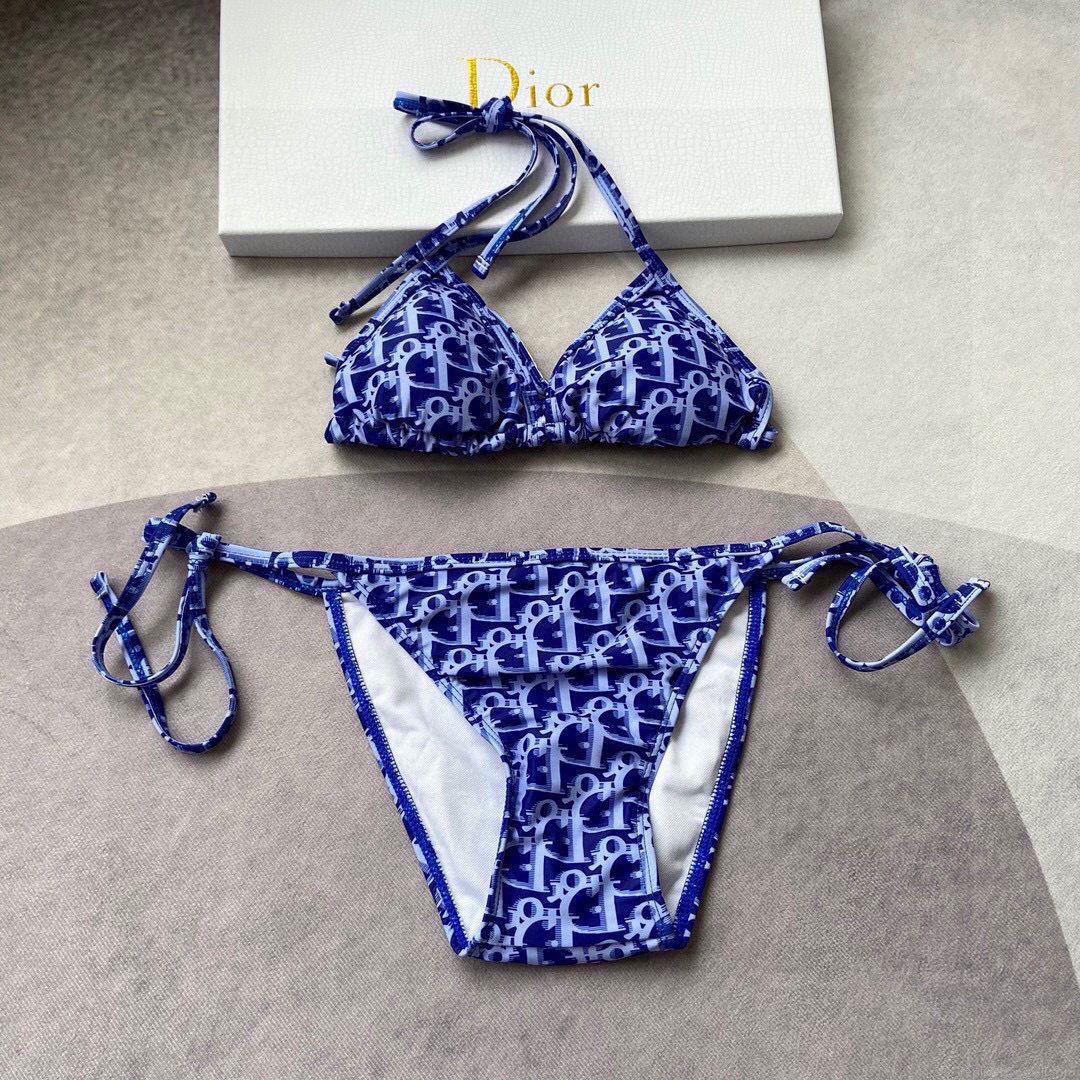 Dior Women’s BIKINI TOP Blue Dior Oblique Technical Fabric 11BB01