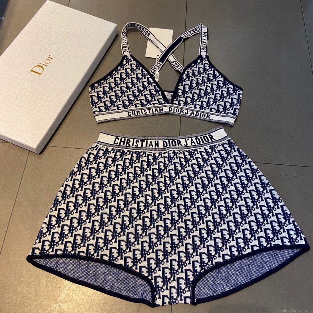 Dior Women’s Blue Dior Oblique Technical Fabric swimsuit swimming suit 38099