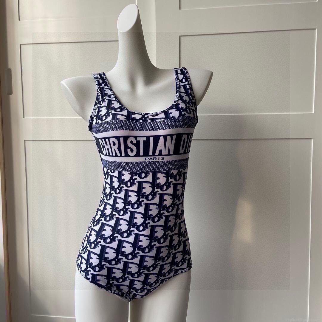 Dior Women’s Blue Dior Oblique Technical Fabric swimsuit swimming suit 38101