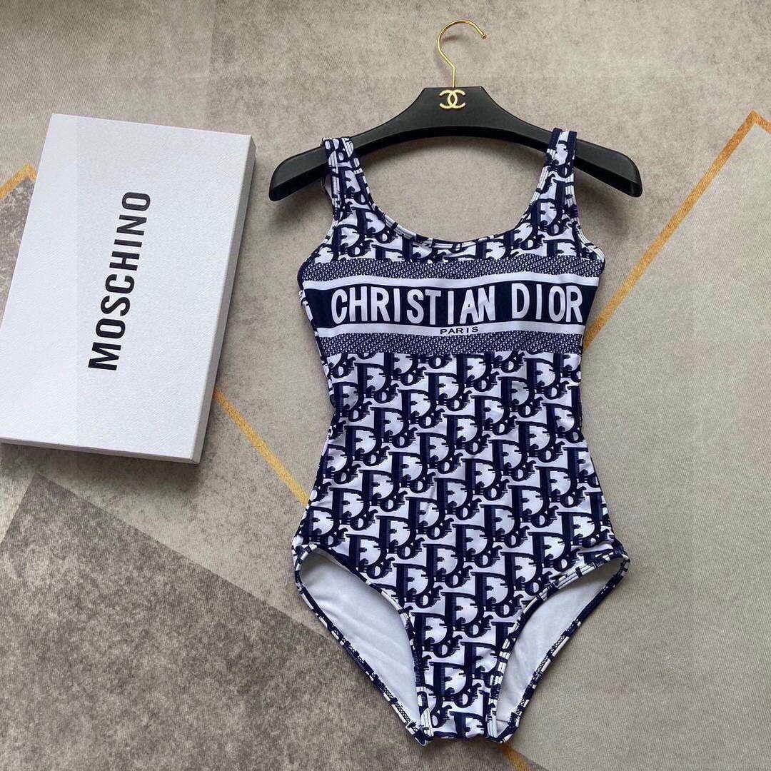 Dior Women’s Blue Dior Oblique Technical Fabric swimsuit swimming suit 38101