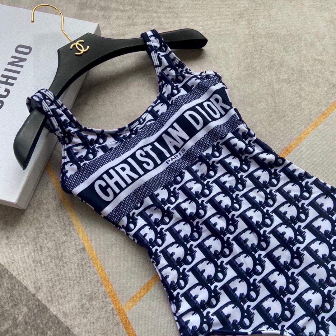 Dior Women’s Blue Dior Oblique Technical Fabric swimsuit swimming suit 38101