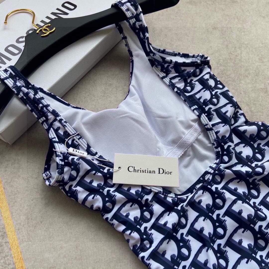 Dior Women’s Blue Dior Oblique Technical Fabric swimsuit swimming suit 38101