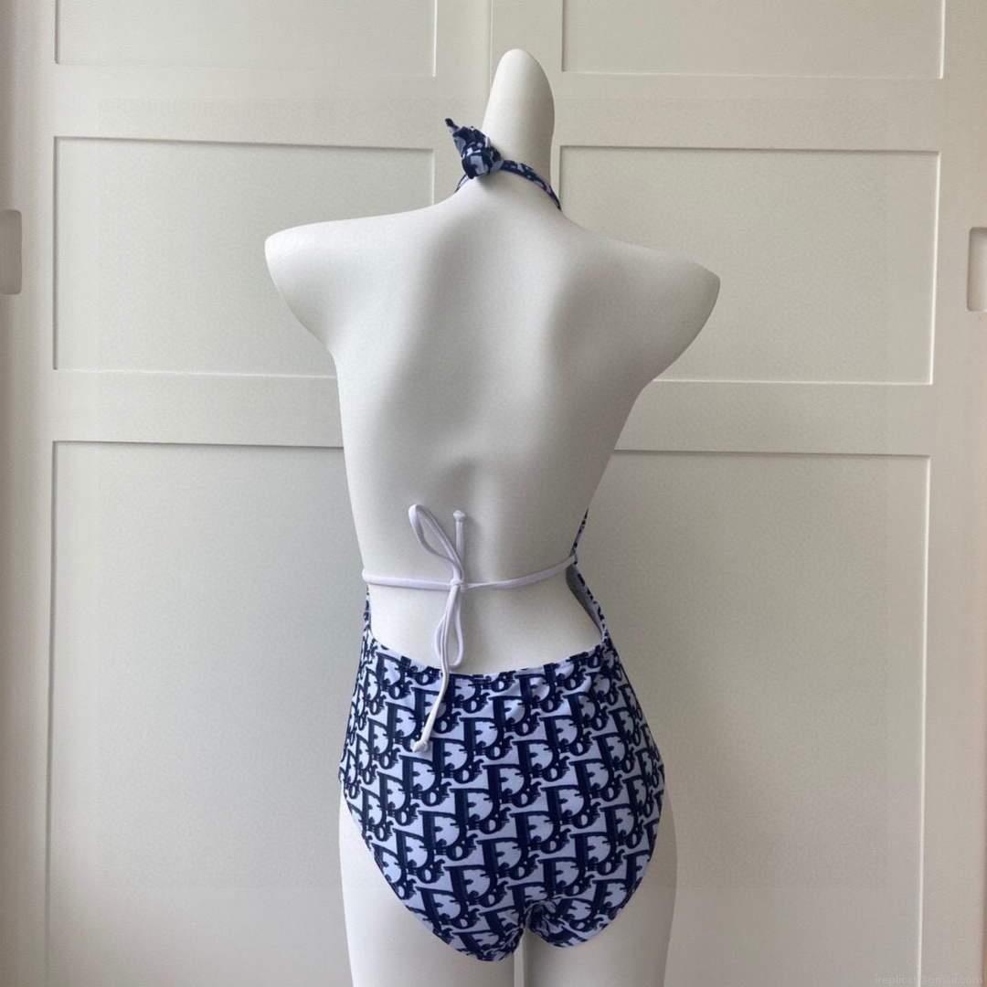 Dior Women’s Blue Dior Oblique Technical Fabric swimsuit swimming suit 38102