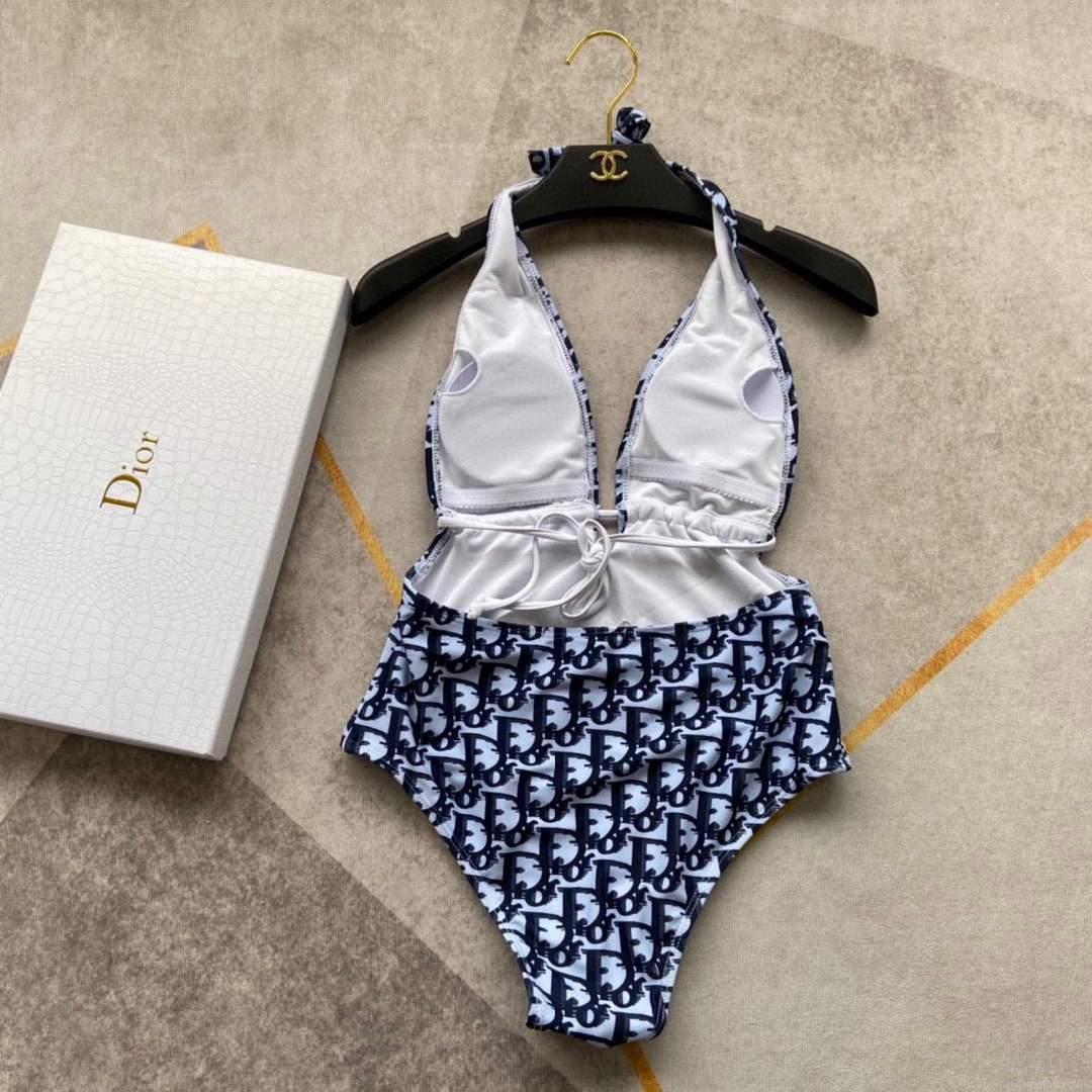 Dior Women’s Blue Dior Oblique Technical Fabric swimsuit swimming suit 38102