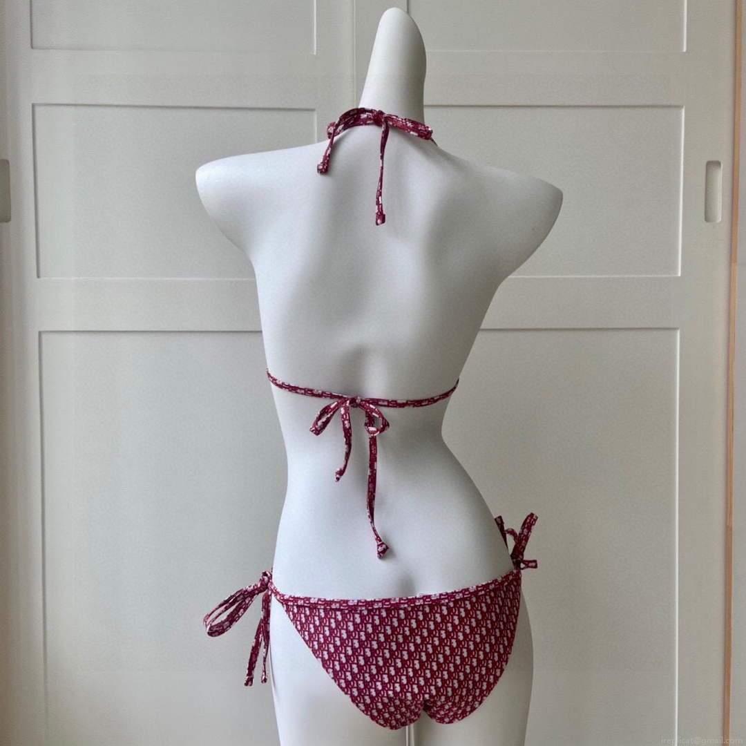Dior Women’s Designer inspired monogram pink trotter Wine red swimsuit swimming suit 38097
