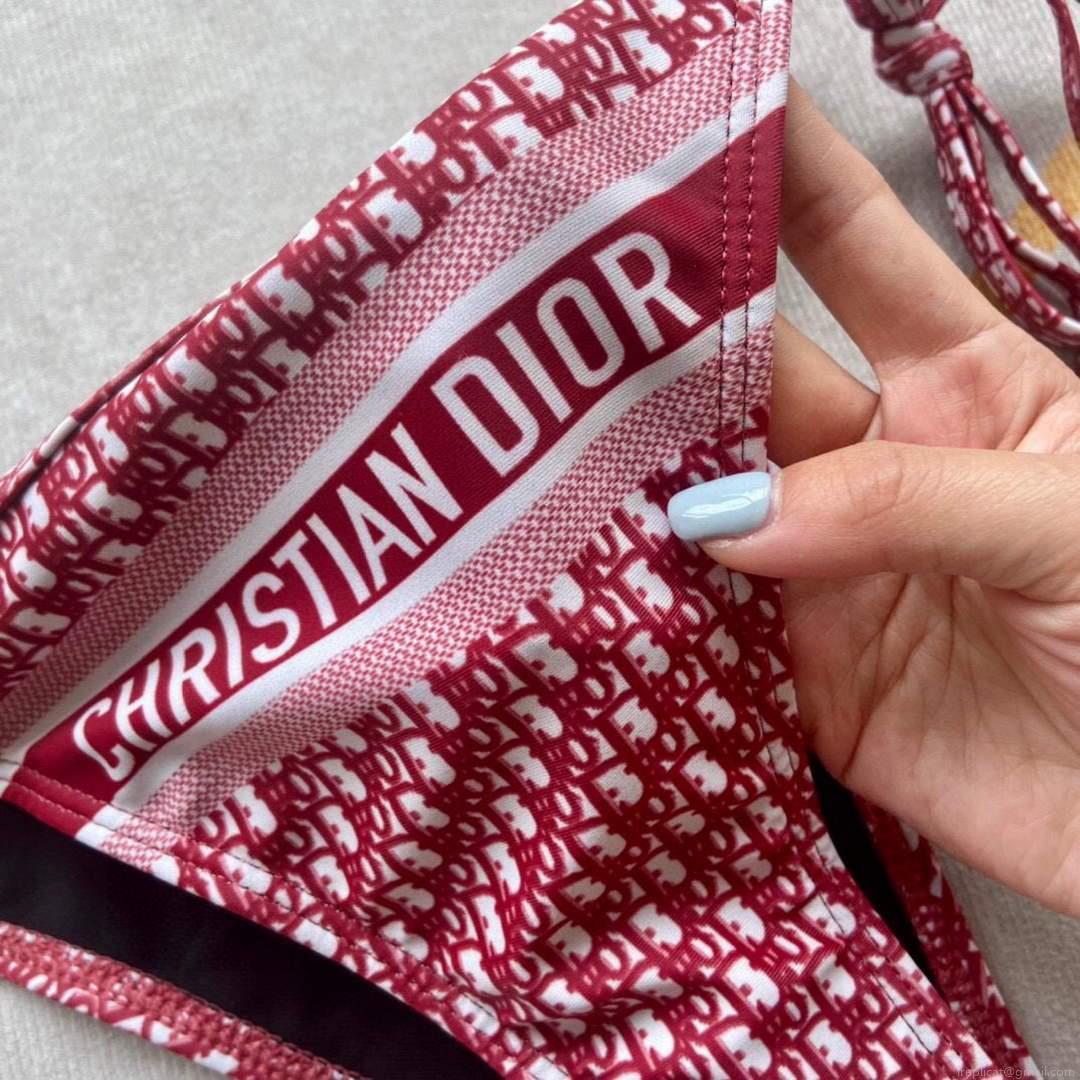 Dior Women’s Designer inspired monogram pink trotter Wine red swimsuit swimming suit 38097