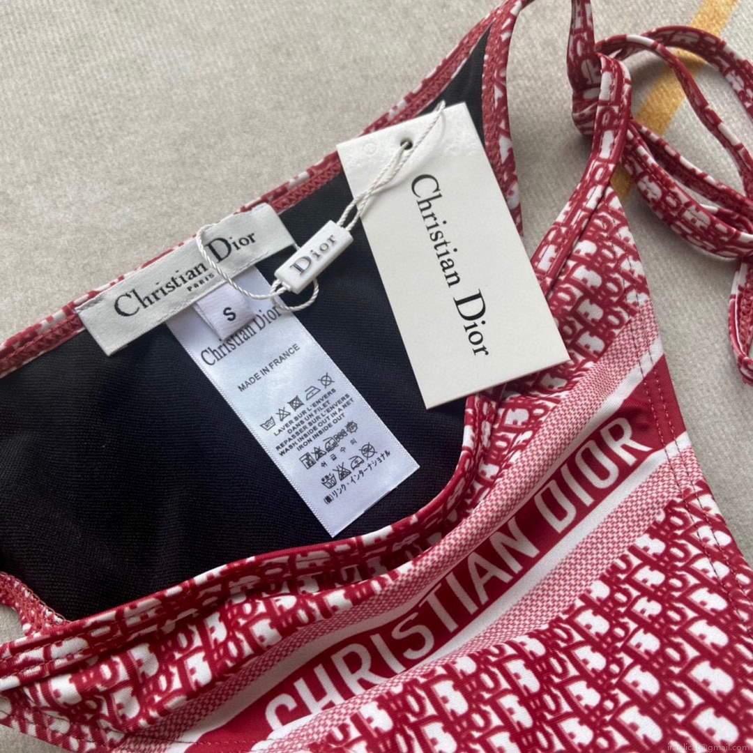 Dior Women’s Designer inspired monogram pink trotter Wine red swimsuit swimming suit 38097