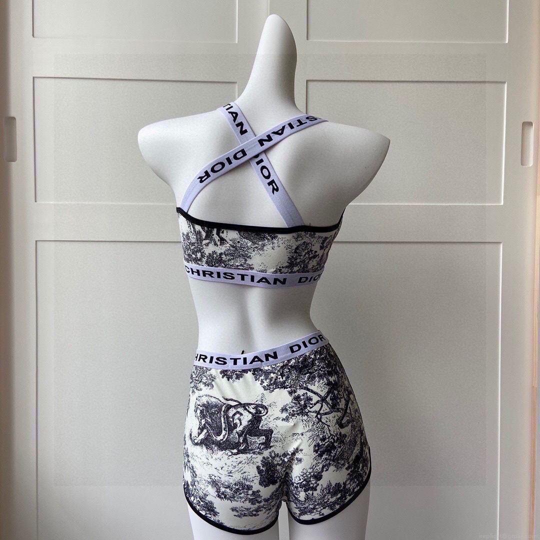 Dior Women’s Designer monogram animal icon Gray swimsuit swimming suit 38098