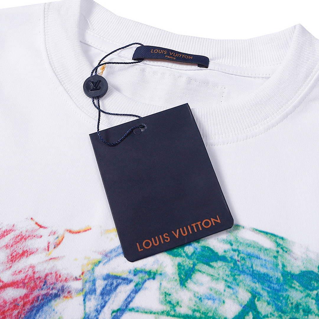 LV 1AAU5B Louis Vuitton Print Cotton Jersey Men Women’s T-shirt L56204
