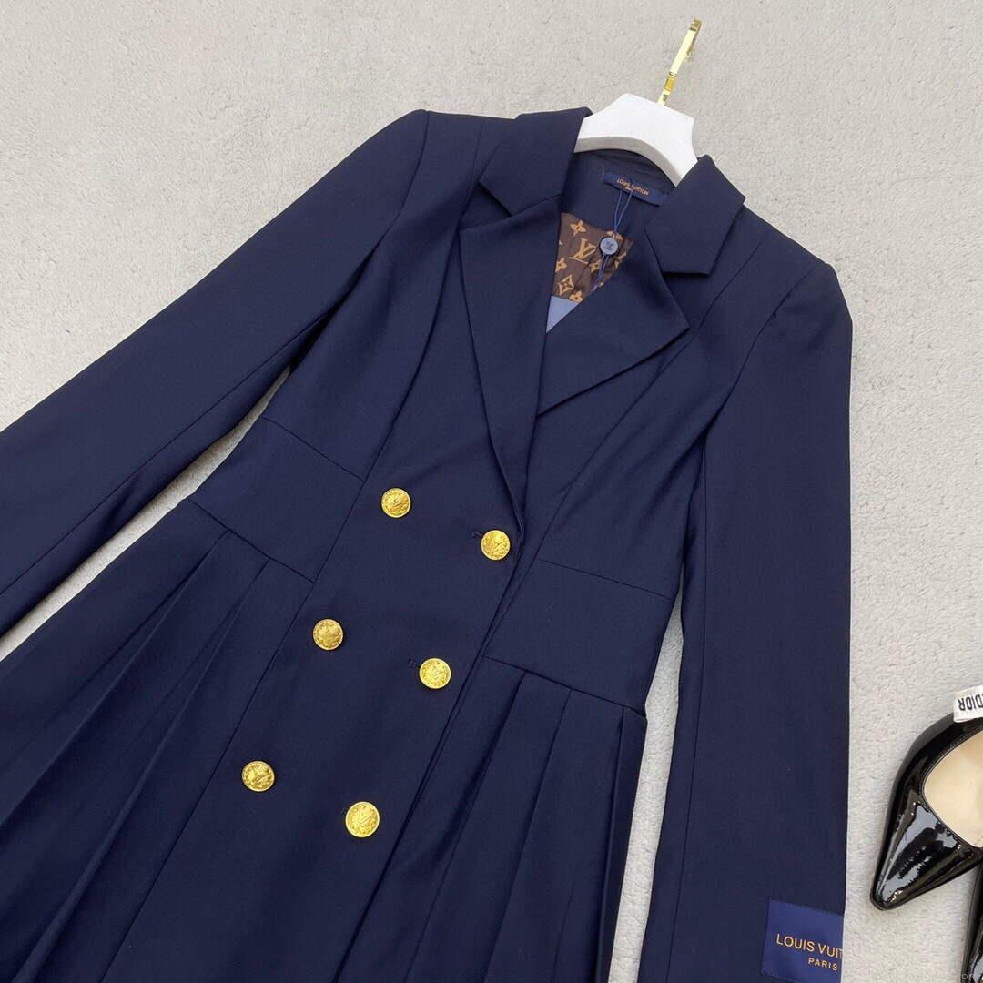 LV 1AA8SM Louis Vuitton Women’s Fashion Clothing Pleated Suit Dress L55722